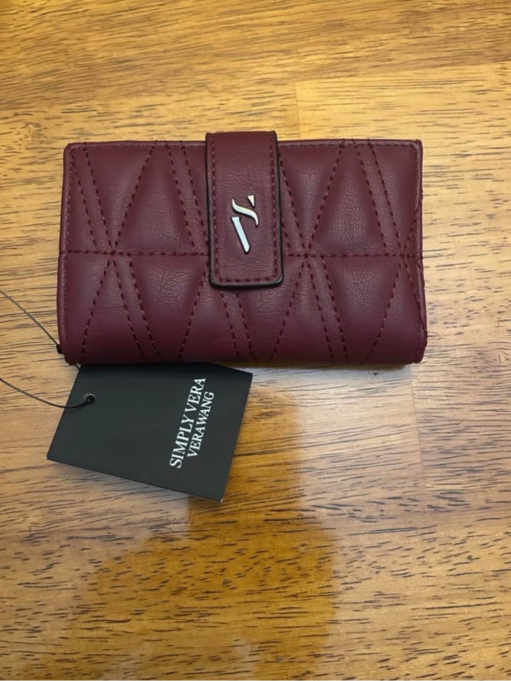 Simply Vera Vera Wang Quilted Wine Red Snap Wallet